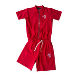 MS LOGO RED NYLON SHORT SET