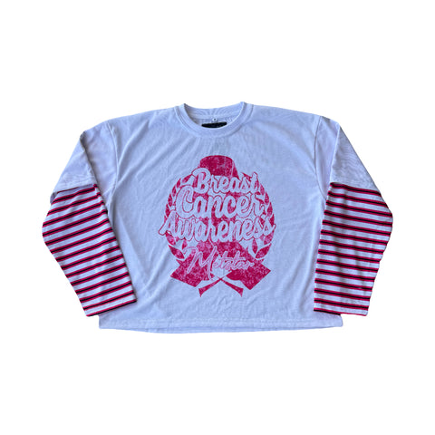 MS BREAST CANCER AWARENESS STRIPED LONG SLEEVE
