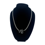 MS PEARL MONOGRAM LOGO NECKLACE/BIKER CHAIN